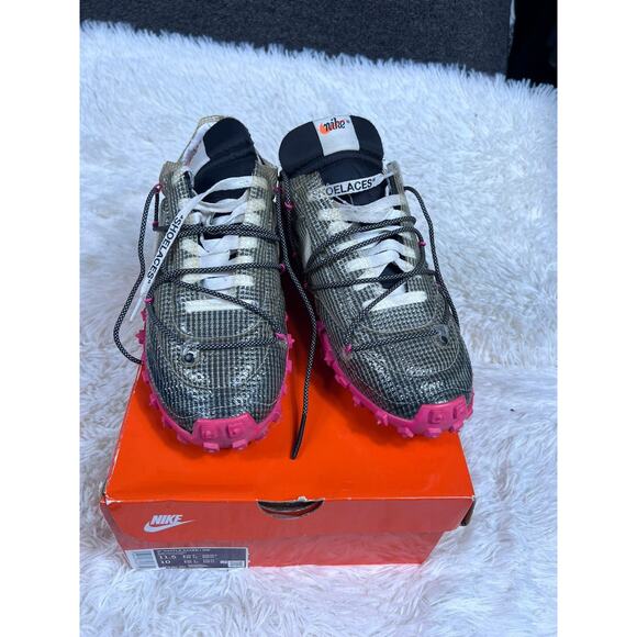 Nike Waffle Racer Shoes Womens Size 11.5 Off-White OW Fuchsia CD8180-001 *READ - Picture 1 of 14